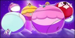 5girls balloon_inflation clothing d1g1talf4ce female female_only inflation mario_(series) multiple_girls pauline_(mario) princess_daisy princess_peach princess_rosalina spherical_inflation tagme toadette underwear