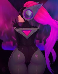 ass bodysuit bubble_butt dj_sona dj_sona_ethereal female from_behind league_of_legends sona_buvelle twintails