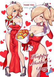 blonde_hair blue_eyes breasts female female_only fire_flower mario_(series) mother's_day nintendo princess_rosalina solo super_mario_3d_world yamino_ekakinin