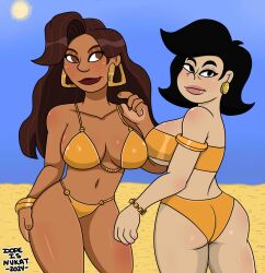 2024 2girls american_dragon:_jake_long asian asian_female beach big_ass big_breasts bikini black_hair brown_eyes brown_hair brown_skin disney disney_channel disney_xd dopeisnukat gold_bikini gold_earrings gold_jewelry gold_nail_polish gold_nails milf mother multiple_girls sunset_boulevardez susan_long the_proud_family the_proud_family:_louder_and_prouder