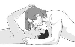 2boys almost_kissing bara beard_stubble black_and_white black_hair colorless dark_hair dorian_pavus dragon_age dragon_age_inquisition duo facial_hair gay gay_male grabbing_head head_grab human inquisitor_(dragon_age) long_hair looking_at_another looking_at_partner lying lying_down lying_on_back mage male male/male male_only monochrome moustache moustache nsfwfrosch romantic shirtless smile smiling stubble video_games yaoi