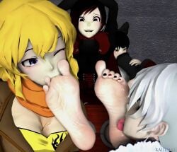 3d 4girls big_feet black_hair blake_belladonna blonde_hair feet foot_fetish foot_focus foot_worship half_siblings laughing one_eye_closed purple_eyes raijin44 rooster_teeth ruby_rose rwby sisters sliver_eyes sniffing_shoe stocks sucking_toes team_rwby ticklish toe_sucking weiss_schnee white_hair yang_xiao_long yellow_eyes