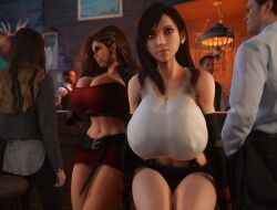 3d 3d_(artwork) alternate_breast_size background_characters bar bar_counter black_hair blaze_fielding breasts brown_hair brunette casual cleavage clothed clothed_female clothing cropped_jacket earrings female female_focus final_fantasy final_fantasy_vii final_fantasy_vii_remake fit fit_female gloves grey_suit hoop_earrings hourglass_figure huge_ass huge_breasts human human_female human_only jacket large_ass leaning_against_counter leaning_back leaning_forward long_eyelashes long_hair looking_at_viewer midriff midriff_baring_shirt miniskirt nipple_bulge nipples nipples_visible_through_clothing red_eyes red_skirt sagging_breasts short_skirt sitting skirt streets_of_rage streets_of_rage_4 suspenders tank_top thighs tifa_lockhart toned_stomach tube_top tubetop upper_body vaako wide_hips