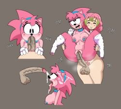 1futa 1girls amy_rose anthro classic_amy_rose crack_ship crossover cum_on_face demon_slayer duo female female_human/female_anthro furry futa_on_female futanari human human_on_anthro kanroji_mitsuri kimetsu_no_yaiba sonic_(series) sonic_the_hedgehog_(series) tagme weird_crossover zunnibunni