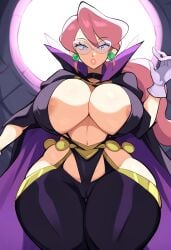 ai_generated alternate_costume areola cameltoe curvy fantasy female glasses huge_breasts large_breasts lorelei_(pokemon) mullon novelai pokemon pokemon_hgss red_hair revealing_clothes tight_clothing