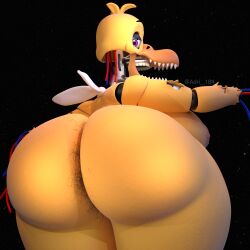 3d_(artwork) absurd_res adri164 animatronic ass avian big_breasts big_butt bird body_hair breasts butt_hair chicken digital_media_(artwork) female five_nights_at_freddy's five_nights_at_freddy's_2 galliform gallus_(genus) hairy hi_res huge_butt looking_at_viewer machine phasianid pubes purple_eyes robot scottgames smile solo thick_thighs withered_chica