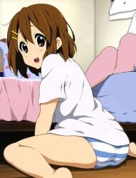 1girls ass brown_eyes brown_hair female female_only human human_only k-on! legs looking_back panties yui_hirasawa_(k-on!)