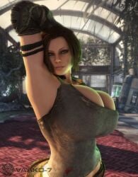1girls 3d 3d_(artwork) alternate_breast_size arm_behind_head arm_strap arm_up armpit armpits big_breasts bob_cut breasts breasts_bigger_than_head brown_hair bulletstorm bust busty chest cleavage clothed clothed_female curvaceous curvy curvy_figure elbow_pads electronic_arts epic_games female female_focus female_only female_solo hair hairless_armpits hand_behind_head huge_breasts human human_female human_only large_breasts legs light-skinned_female light_skin lips looking_at_viewer mature mature_female medium_hair midriff midriff_peek people_can_fly presenting_armpit raised_arm solo solo_female thick top_heavy top_heavy_breasts trishka_novak upper_body vaako voluptuous voluptuous_female waist watermark wide_hips