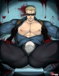 2023 albert_wesker bara big_bulge blonde_hair bulge capcom clothing daddy male male_nipples male_only manly mature_male muscular_male nipples penis_outline resident_evil tight_clothing underwear yozorac1