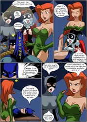 1boy 3girls batman batman:_the_animated_series batman_(series) big_breasts catwoman catwoman_(dcau) comic comic_page dc_comics dcau dialogue drawnthatwayxx english_text erection erection_under_clothes female harley_quinn harley_quinn_(classic) justicehentai.com lipstick male multiple_girls penis penis_awe penis_out poison_ivy poison_ivy_(dcau) red_hair speech_bubble superhero supervillainess tied_up torn_clothing