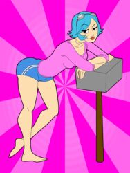 barefoot blue_hair breasts feet hammer melee_weapon ramona_flowers scott_pilgrim war_hammer weapon