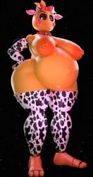 3d_(artwork) absurd_res adri164 animal_print animatronic anthro areola avian belly big_belly big_breasts bird breast_squish breasts chicken cow_print cow_print_armwear cow_print_thigh_highs curvy_figure digital_media_(artwork) female five_nights_at_freddy's five_nights_at_freddy's_2 galliform gallus_(genus) gigantic_breasts hands_on_hips hi_res looking_at_viewer machine navel orange_areola phasianid pregnant pregnant_female robot scottgames solo squish toy_chica_(fnaf) wide_hips