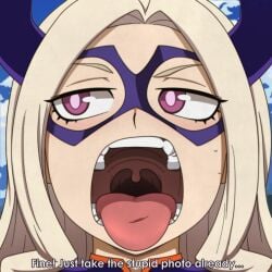 1girls boku_no_hero_academia fake_screenshot gum-k looking_away mawshot mount_lady mouth_fetish mouth_shot my_hero_academia open_mouth presenting_mouth solo throat tongue tongue_out uvula