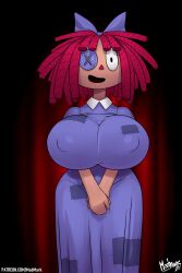 1girls big_breasts button_eye dress female female_only large_breasts looking_at_viewer madmark nipple_bulge open_mouth ragatha_(the_amazing_digital_circus) red_hair solo solo_female solo_focus the_amazing_digital_circus thick_thighs thighs wide_hips