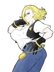 1girls alternate_version_available android_18 blonde blonde_hair blonde_hair_female blue_eyes blue_eyes_female cameltoe cleavage curvy dragon_ball erect_nipples female gloves huge_areolae huge_ass huge_breasts mich_kj puffy_nipples short_hair short_hair_female thick_lips voluptuous wide_hips yellow_hair