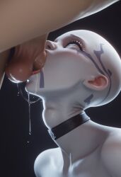 ai_generated alien alien_girl asajj_ventress athletic_female bald bald_female balls balls_deep blowjob blowjob_face choker cock deepthroat duchess_eugene face_fucking facial_markings fellatio human human_penetrating light-skinned_male looking_up pale-skinned_female pale_skin penis saliva saliva_drip saliva_on_penis saliva_string saliva_trail star_wars testicles throat_bulge throat_fuck