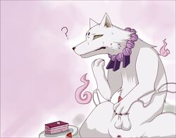 ass bad_dog cake canine green_eyes kekkaishi madarao male male_only spirit white_fur