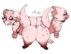 angry big_butt booty_battle bottom_heavy butt_squish child_bearing_hips dragon female flat_chest kobold pear-shaped_figure pear_shaped pear_shaped_female piko_(simplifypm) shortstack thick_thighs thunder_thighs wide_hips