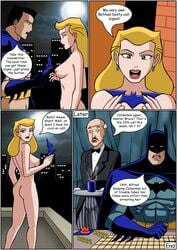 alfred_pennyworth batman batman:_the_animated_series batman_(series) blonde_hair breasts bruce_wayne catwoman_(dcau) comic comic_page dc dc_comics dcau dialogue drawnthatwayxx english english_text female funny justicehentai.com male nipples nude nude_female pussy selina_kyle speech_bubble superhero text