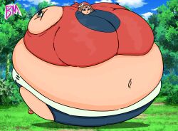 anime balloon_inflation big_belly big_breasts blimp body_inflation booberries_morphs breasts_bigger_than_head full_body_inflation huge_breasts inflation may_(pokemon) plump pokemon pokemon_rse sunken_head sunken_limbs