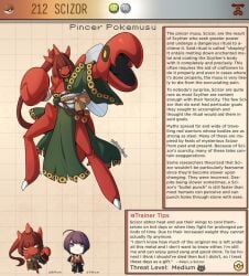 1girls creature_index english_text generation_2_pokemon kinkymation metallic_body pincers pokedex pokemon pokemon_(species) pokemorph pokemusu profile scizor text text_box