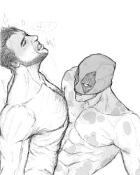 2boys abs blush deadpool deadpool_&_wolverine_(2024) gay implied_anal implied_sex logan_(x-men) male/male male_only marvel mask mask_lift moaning nipples nude open_mouth pectorals short_hair thoughzo00000 wade_wilson wolverine_(x-men) x-men yaoi