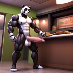 3d a ai_generated animatronic balls big_penis black_fur fazbear_fanverse fnaf frosting.ai furry furry_male furry_only gay giant_panda male male_only muscular muscular_male naked nightmare_at_charle's nude panda pedro_(nightmare_at_charle's) pizza sugar1989 two_tone_fur ursid ursine white_fur