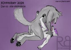 anal anal_sex anthro canid canine canis duo fur grey_body grey_fur hair hi_res kinktober kinktober_2024 male male/male mammal penetration purple_hair ravenspart robin888b size_difference werwolf white_body white_fur wolf