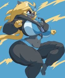 aurora_(nbanoob) big_breasts breasts cleavage female furry huge_breasts juzzt5 pokemon pokemon_(species) thick_thighs wide_hips zeraora