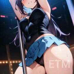 ai ai_generated blush blush_lines dancing micro_skirt pole pole_dancing skirt underwear