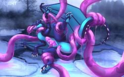 absurd_res anal anal_sex bondage claws dragon foxpit genitals hans_spee hi_res horn male mythological_creature mythological_scalie mythology paws penetration penis scalie sex solo spread_legs spreading tentacle tentacle_in_ass tentacle_penetration tentacle_sex wings