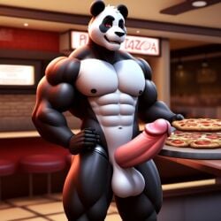 3d ai_generated animatronic anthro balls big_penis black_fur fazbear_fanverse fnaf frosting.ai furry furry_male furry_only gay giant_panda male male_only muscular muscular_male naked nightmare_at_charle's nude panda pedro_(nightmare_at_charle's) pizza sugar1989 two_tone_fur ursid ursine white_fur