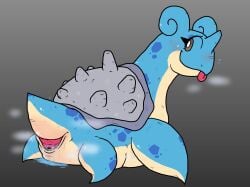 animal_genitalia bahamutgreen blue_body blue_scales blush bodily_fluids cloaca cloaca_juice female feral generation_1_pokemon genital_fluids genitals hi_res horn lapras looking_back nintendo pokemon pokemon_(species) scales shell simple_background solo steam tan_body tan_scales tongue tongue_out wet