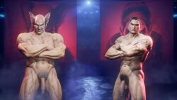 bandai_namco big_dick black_hair character_select father_and_son flaccid flaccid_cock flaccid_penis gray_hair heihachi_mishima kazuya_mishima male male_nudity male_only mature_male middle_aged middle_aged_male middle_aged_man muscles muscular muscular_male naked naked_male nonsexual nonsexual_nudity nude nude_male ogami4 old_man pubic_hair scar_on_chest tagme tekken tekken_8 video