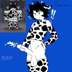 1boy 2d 2d_(artwork) 2d_artwork blush cow_ears cow_horns cum erect_nipples erect_nipples_under_clothes erect_penis erection femboy femboy_focus femboy_only male_focus male_only masturbation roblox roblox_avatar robloxian solo_male