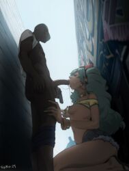 1boy 1girls 2024 big_penis bigbossrequiem brazil brazilian brazilian_female brazilian_miku breasts dark-skinned_female dark-skinned_male dark_skin fellatio hatsune_miku long_nails low-angle_view oral oral_sex painted_nails penis prostitution small_breasts vocaloid