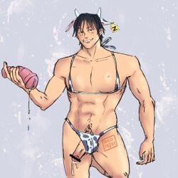 bar_censor bara censored cock cow fushiguro_touji jujutsu_kaisen milking penis toji_fushiguro yaoi