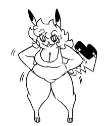 anthro_pokemon big_breasts breasts cleavage doodle fan_character female furry huge_breasts nerdyreindeer nintendo pikachu pokemon pokemon_(species) sketch thick_thighs wide_hips