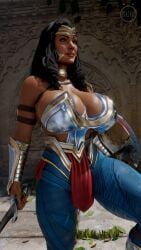 3d armor big_breasts dc female female_only injustice self_upload shield slow_(artist) sword wonder_woman