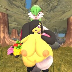 1futa 1girls 3d big_penis fat fat_ass female_focus female_only forest futanari gardevoir mawee mawile original_character pokemon pokemon_(species)