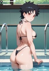 big_ass black_hair boruto:_naruto_next_generations boruto:_two_blue_vortex narugirlshot naruto naruto_(series) neutral_expression pool red_eyes sarutobi_mirai short_hair small_breasts