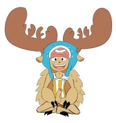 anthro balls boner bottomless erection furry male male_only one_piece pantsless penis reindeer revelfox solo solo_male squatting tony_tony_chopper tony_tony_chopper_(horn_point_form)