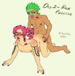 2024 2boys _solar_sky_ all_fours blush blush_lines cioccolata dark_nipples diavolo digital_media_(artwork) dreadlocks drooling earrings fair-skinned_male fair_skin gay gay_sex green_eyes green_hair hair hair_pull hair_pulling jojo's_bizarre_adventure kinktober kiss_mark light-skinned_male light_skin lipstick lipstick_mark long_hair looking_at_another male male/male male_only male_penetrated male_penetrating messy messy_hair messy_makeup movement_lines naked nipples open_mouth painted_nails pink_hair pink_lipstick pink_nipples precum pubic_hair sex simple_background smeared_lipstick smeared_makeup smiling sweat tattoo tremble_spikes trembling vento_aureo yaoi