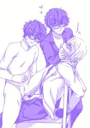 akira_kurusu bondage cuntboy gay goro_akechi intersex male noncon penis persona persona_5 purple_line_art questionable_consent rape ren_amamiya shiru_desu threesome tied_hands tied_to_chair twincest twins