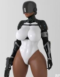 1girls 3d android artist_request dark_skin haydee haydee_(game) robot_girl robotic_arm rude_frog tagme thick_thighs weapon