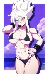 abs ai_generated bikini dragon_ball light-skinned_female muscular_female tomboy tomboy_milf ultra_instinct