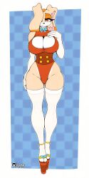 big_ass big_breasts bikini brown_skin cream_the_rabbit cute female gloves long_ears platform_shoes posing rabbit red_swimsuit seductive sega sonic_(series) tailsrulz thighs white_skin