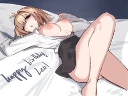 :o alternate_breast_size arcueid_brunestud ass ass big_breasts blonde_hair breasts breasts breasts_bigger_than_head curvy erect_nipples going_commando horny horny_female huge_ass huge_breasts inviting inviting_to_sex jonyeld large_breasts laying_down laying_on_bed nipples no_panties open_shirt red_eyes seducing thick_thighs tsukihime type-moon vampire vampire_girl winking