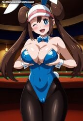 ai_generated aindroidparanoid ass big_breasts blue_eyes blush breasts breasts_out brown_hair bunny bunny_costume bunny_ears bunny_girl bunny_tail bunnysuit buns busty cameltoe cap casino curvy female female_only game_freak grabbing_own_breast hips huge_breasts large_breasts narrow_waist navel nintendo nipples pantyhose pokemon pokemon_(species) pokemon_bw2 rosa_(pokemon) slim_waist stable_diffusion voluptuous wide_hips