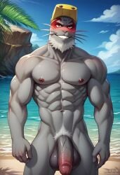 1boy abs ai_generated anthro anthro_male balls bara biceps big_balls big_penis blush erection furry gay goggles looking_at_viewer male male_only muscular muscular_male my_hero_academia naked naked_male nipples nude_male pecs penis selkie_(my_hero_academia) smile spotted_seal toned_body toned_male twall97